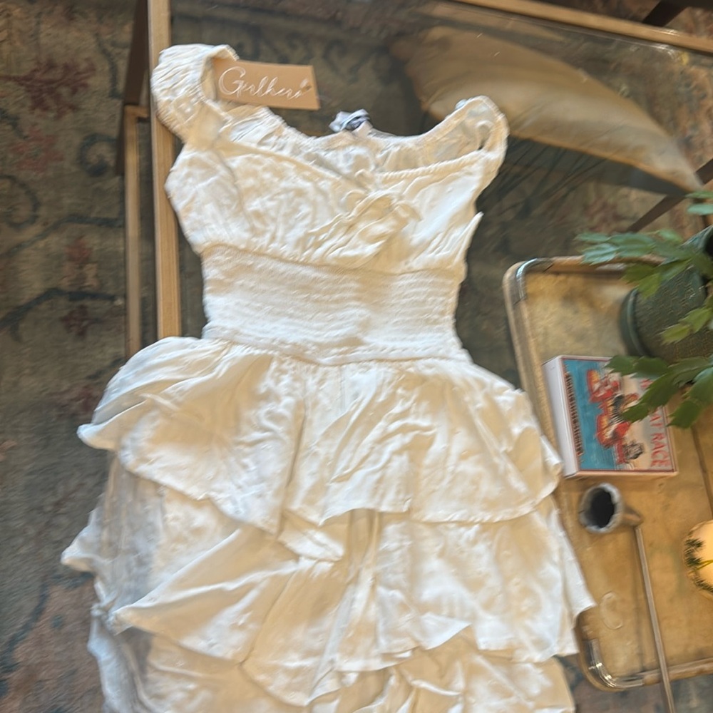 CS clip dot smock waist ruffle romper